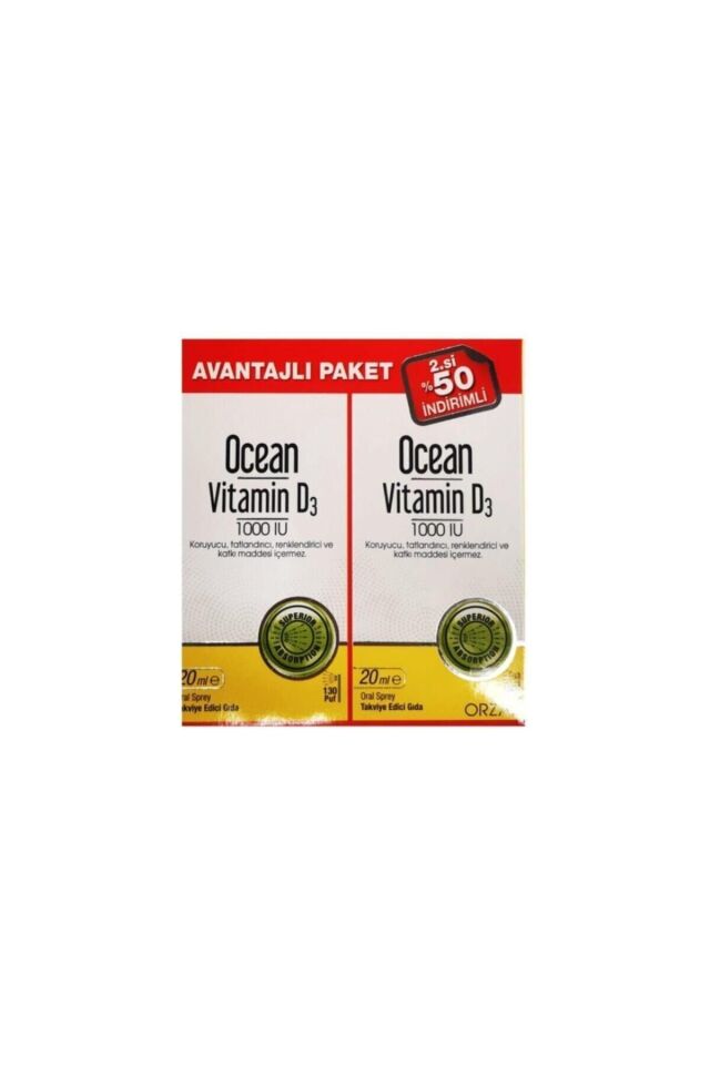 Vitamin D3 1000 Iu Sprey 20 ml 2'li Avantaj Paket
