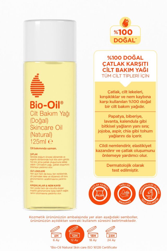 %100 Natural Çatlak Karşıtı & Leke Karşıtı Nemlendirici Doğal Cilt Bakım Yağı 125 ml