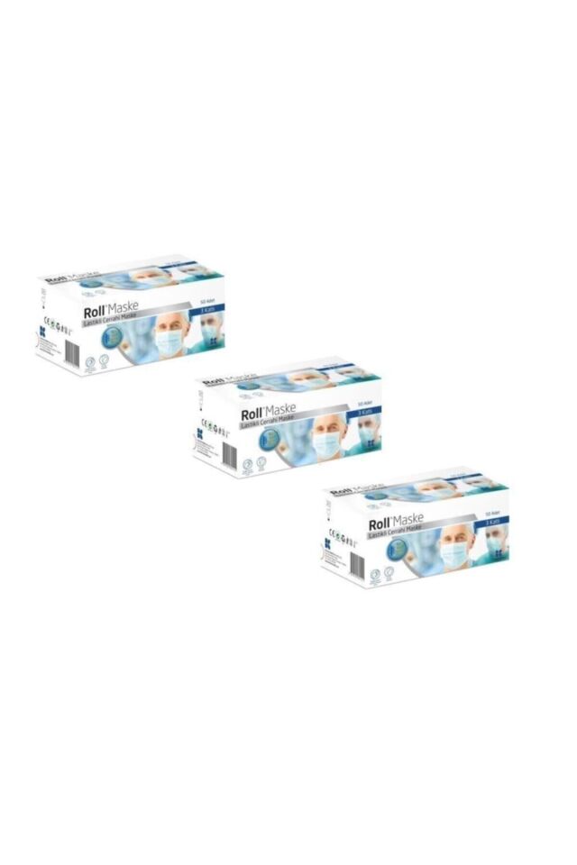 Mavi Cerrahi Maske 3 Katlı Tekli Zarf 50li 3 Paket 150 Adet
