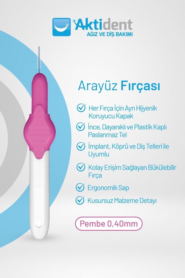 Arayüz Fırçası 0,40 mm Pembe 4'lü