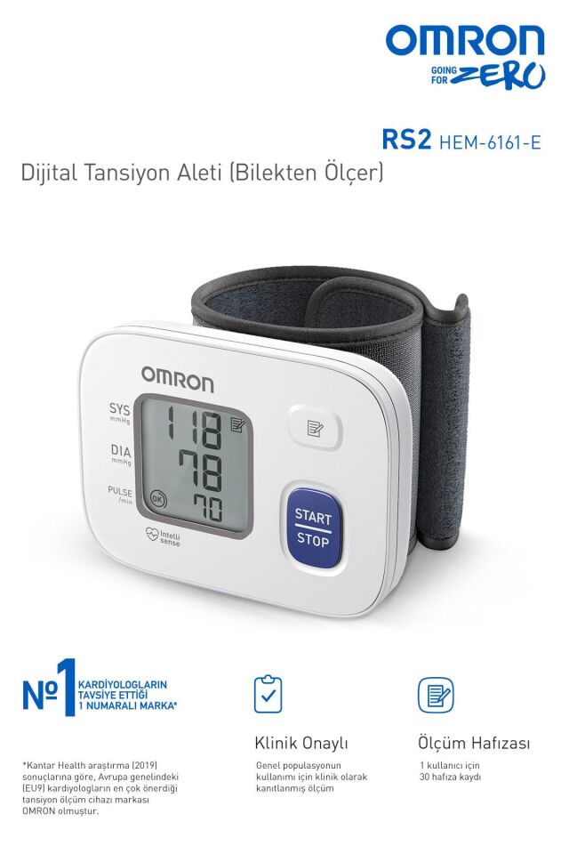 Rs2 30 Ölçüm Hafızalı Bilekten Ölçer Tansiyon Aleti.