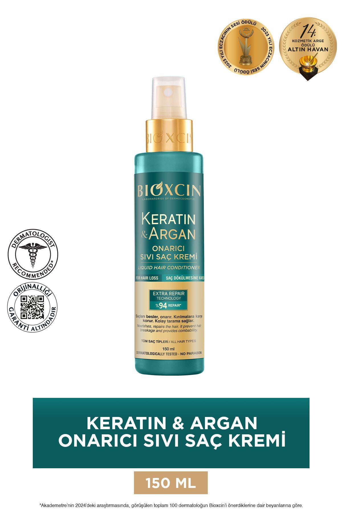Keratin & Argan Onarıcı Sıvı Saç Bakım Kremi 150 ml - Yıpranmış Ve Hassas Saçlar