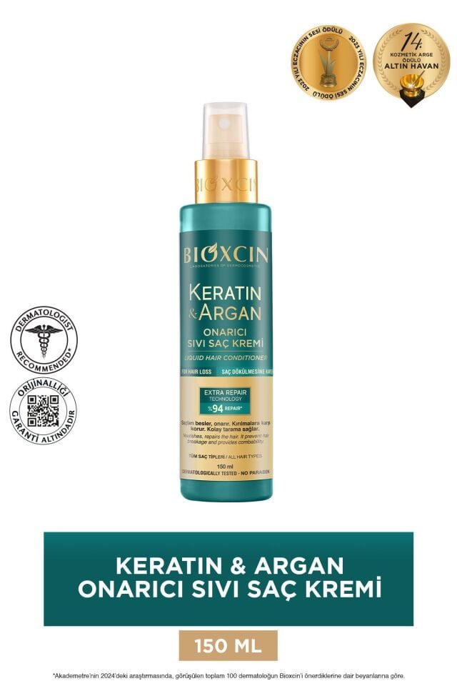 Keratin & Argan Onarıcı Sıvı Saç Bakım Kremi 150 ml - Yıpranmış Ve Hassas Saçlar