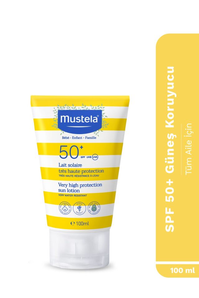 SPF 50+ Yüksek Koruma Yüz Vücut Güneş Koruyucu Suya Dayanıklı Tüm Ciltler Bebek Çocuk Yetişkin 100ml