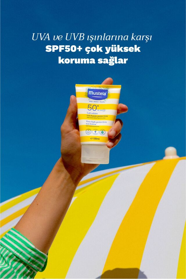 SPF 50+ Yüksek Koruma Yüz Vücut Güneş Koruyucu Suya Dayanıklı Tüm Ciltler Bebek Çocuk Yetişkin 100ml