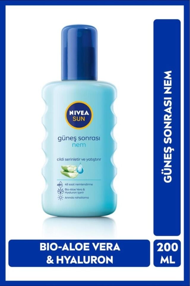 SUN Ferahlatıcı Güneş Sonrası Vücut Spreyi 200ml, Nemlendirici, Aloe Vera, Anında Rahatlama,Hyaluron