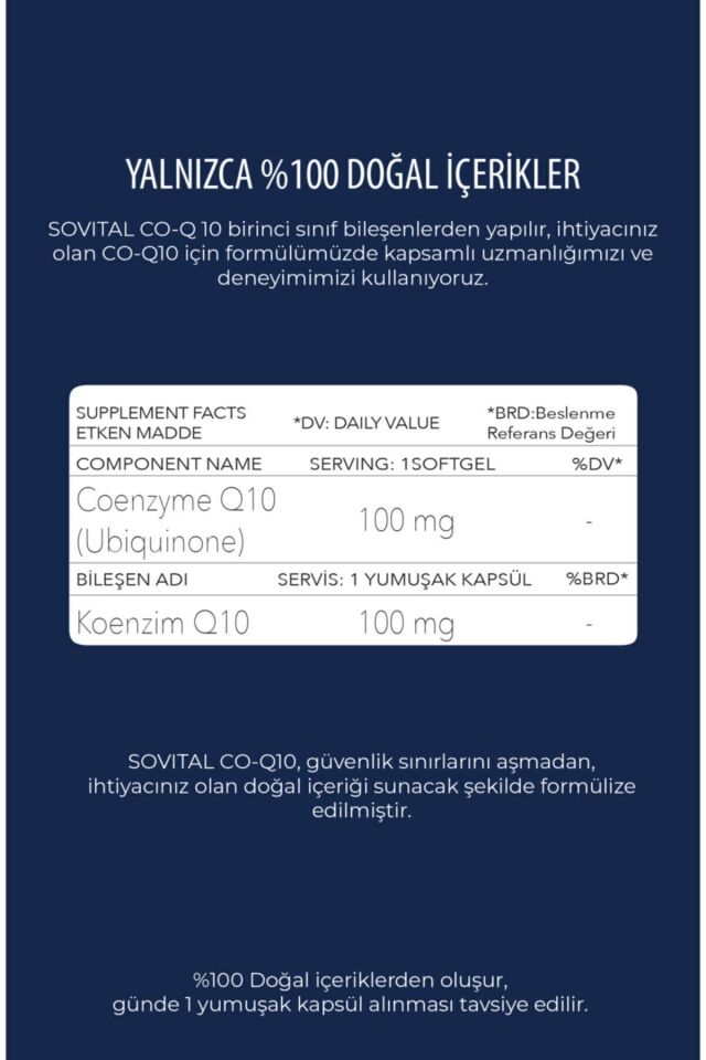 Premium Co-q10 Coenzym 100 mg 60 Yumuşak Kapsül