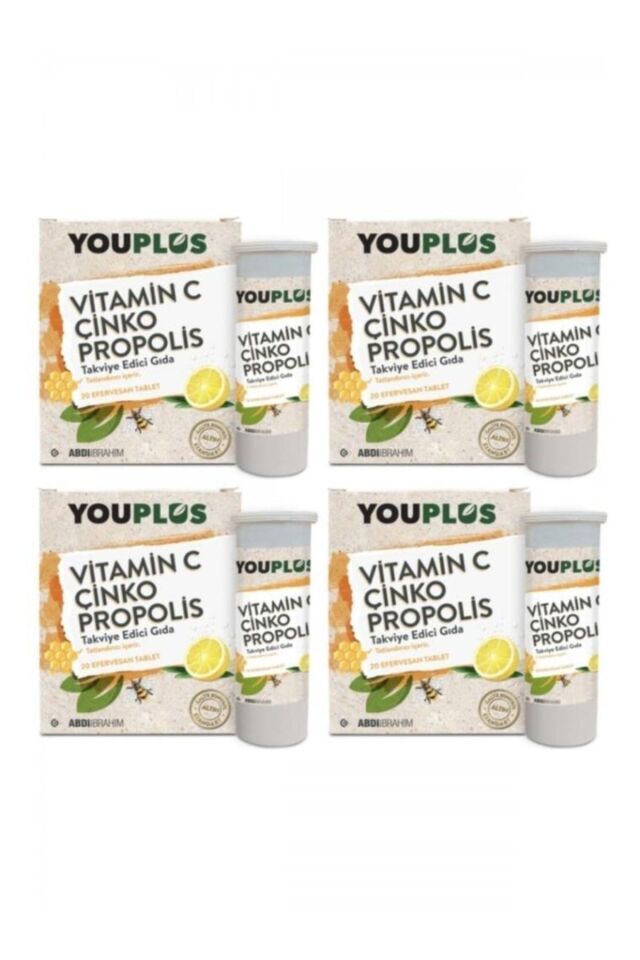 Vitamin C Çinko Propolis 20 Efervesan-4 Kutu