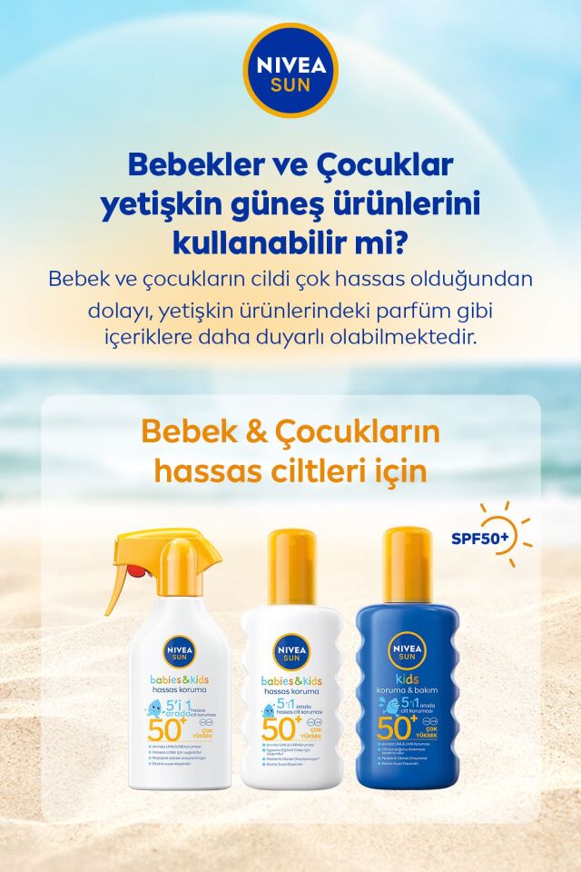 SUN SPF50 Güneş Koruyucu Vücut Spreyi 200ml ve Çocuklar İçin Hassas Koruyucu Sprey 200ml,ÇantaHediye