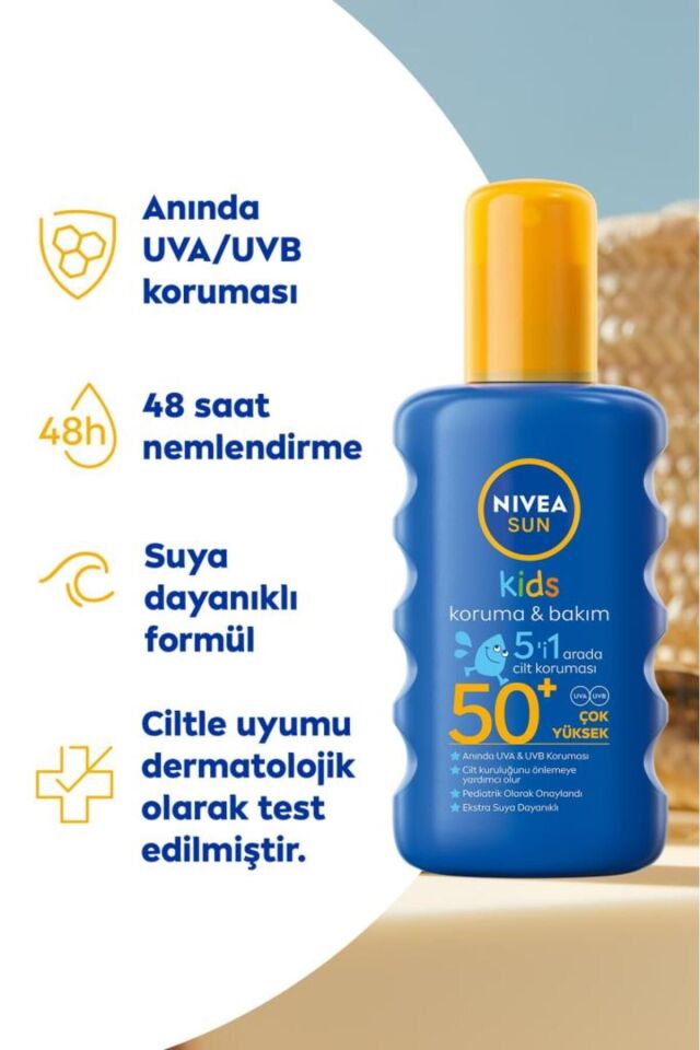 SUN SPF50 Güneş Koruyucu Vücut Spreyi 200ml ve Çocuklar İçin Hassas Koruyucu Sprey 200ml,ÇantaHediye
