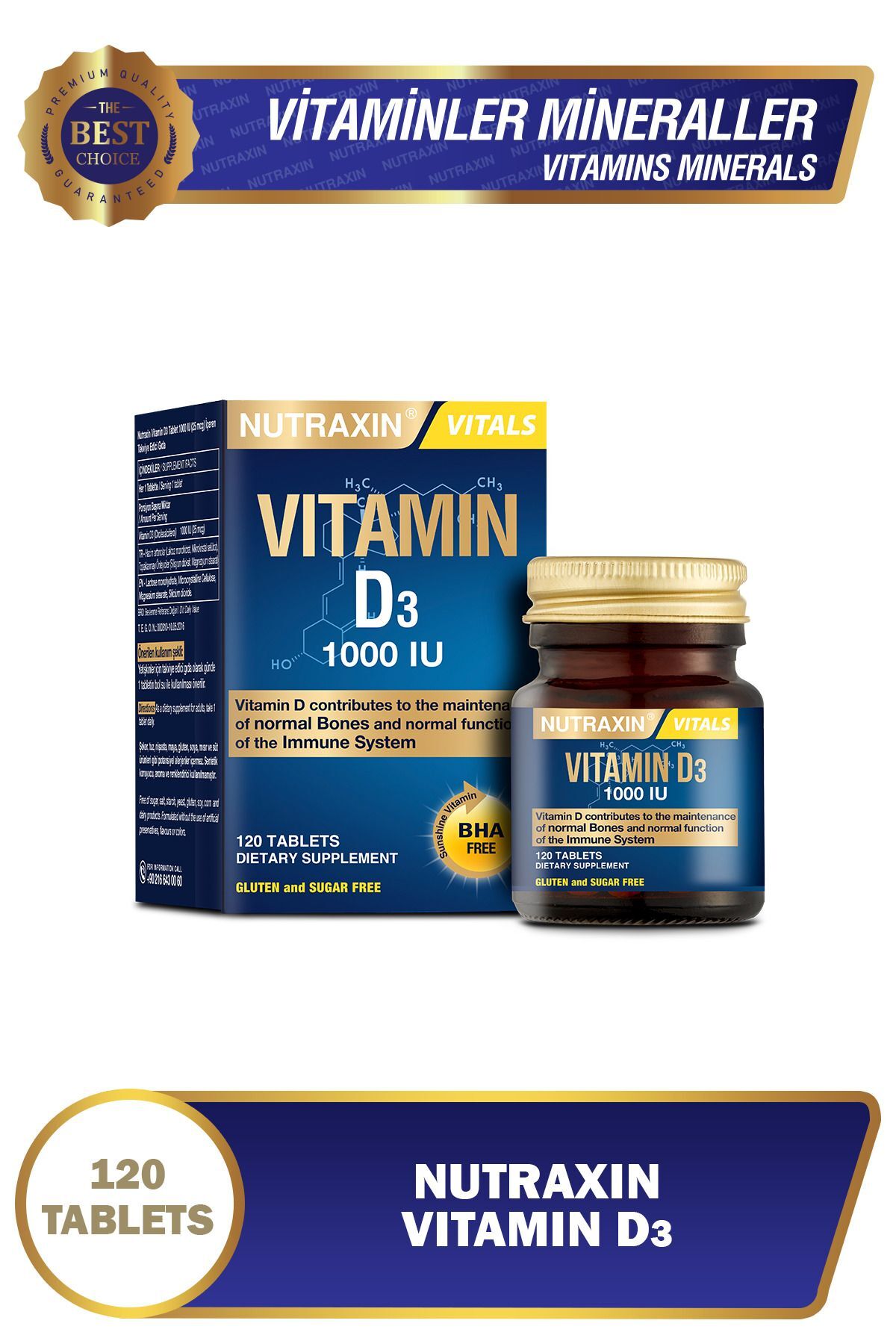 Vitals D3 Vitamini 1000uı(25MCG) Içeren Takviye Edici Gıda 120 Tablet