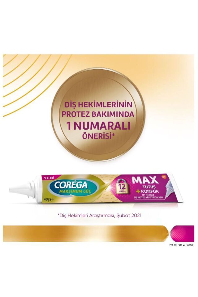 Maksimum Tutuş & Konfor Diş Protezi Yapıştırıcı Krem 40g x 3 Adet