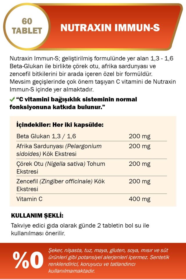 Immun-s Vitamin Takviyesi 60 Tablet-