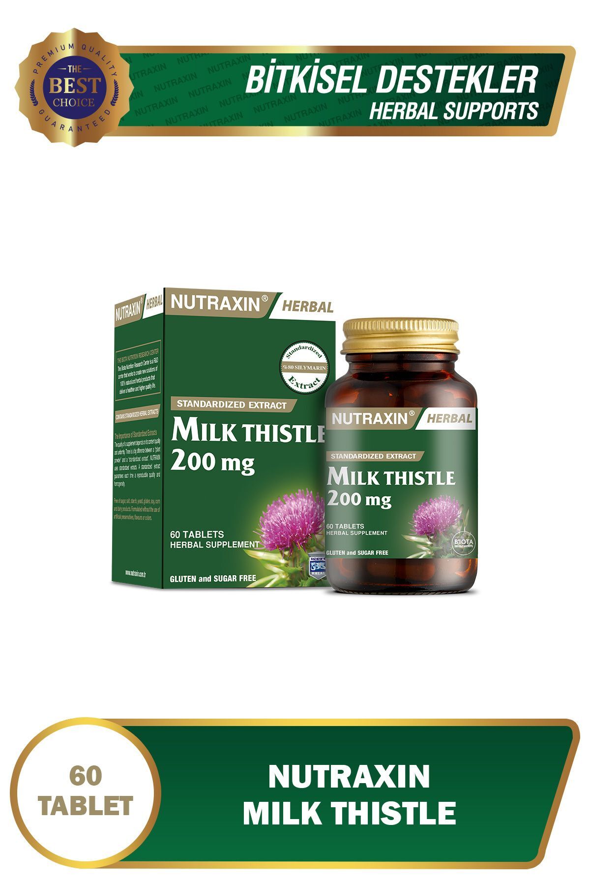 Herbal Milk Thistle(DEVE DİKENİ) 200mg Ekstresi Içeren Takviye Edici Gıda 60 Tablet