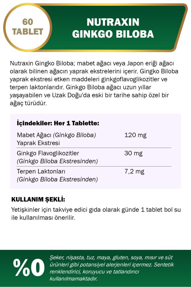 Ginkgo Biloba 120 Mg 60 Kapsül