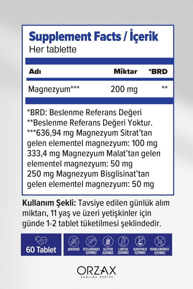 Extramag 200 Mg Magnezyum Içeren Takviye Edici Gıda 60 Tablet