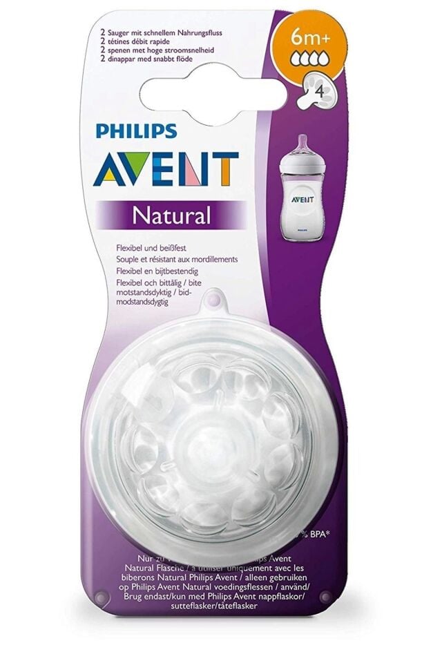 Natural Biberon Emziği Hızlı Akış 6m+ 4numara 3 Delikli Scf 044/27
