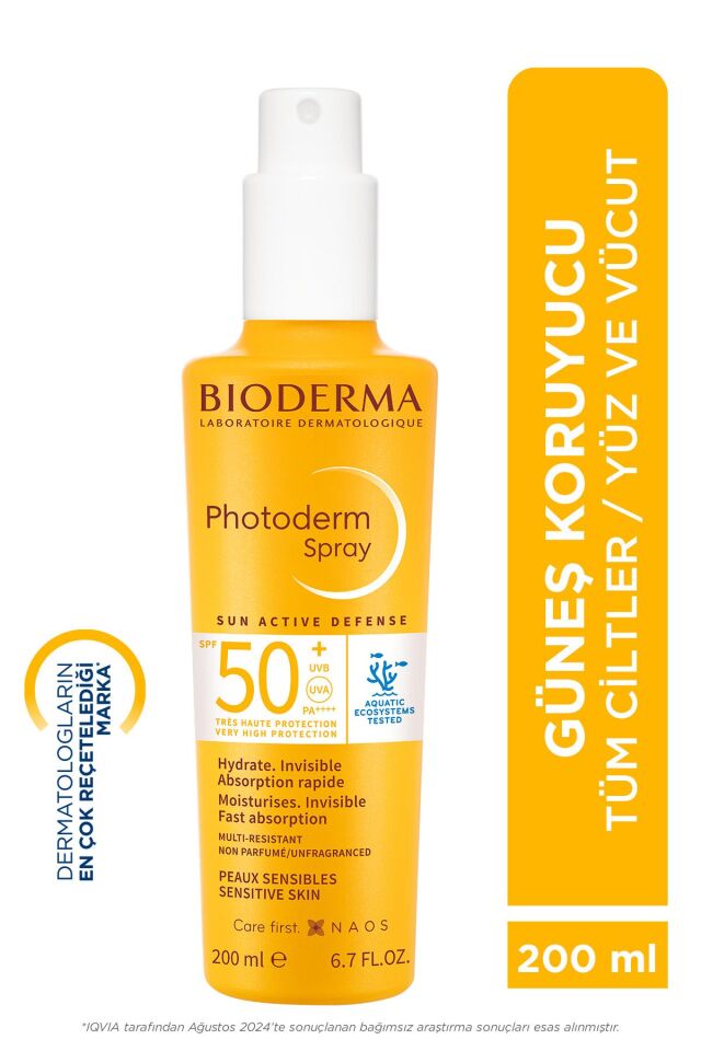 Photoderm Spray SPF50+ Tüm Ciltler için Sprey Formda Yüksek Korumalı Güneş Kremi 200 ml