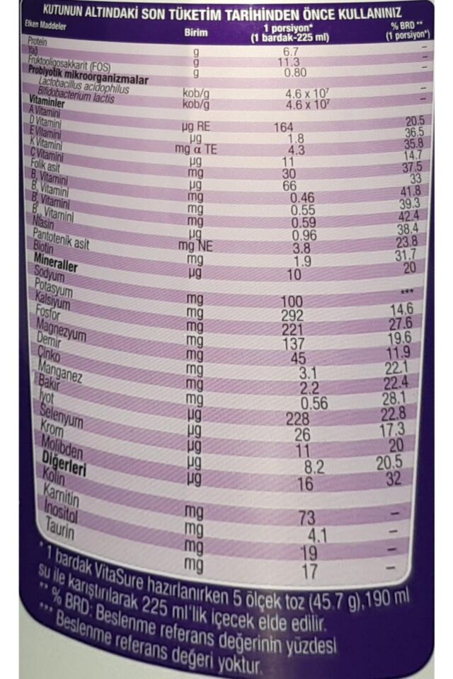 Takviye Edici Gıda Vanilyalı 400 gr