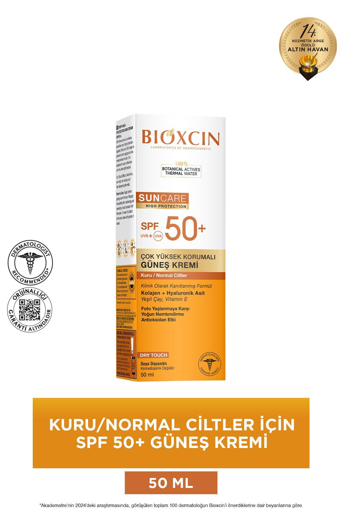 Sun Care Spf 50 Çok Yüksek Korumalı Güneş Kremi 50 ml Kuru Ve Normal Cilt - Kolajen Hyaluronik Asit