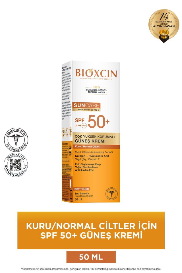 Sun Care Spf 50 Çok Yüksek Korumalı Güneş Kremi 50 ml Kuru Ve Normal Cilt - Kolajen Hyaluronik Asit