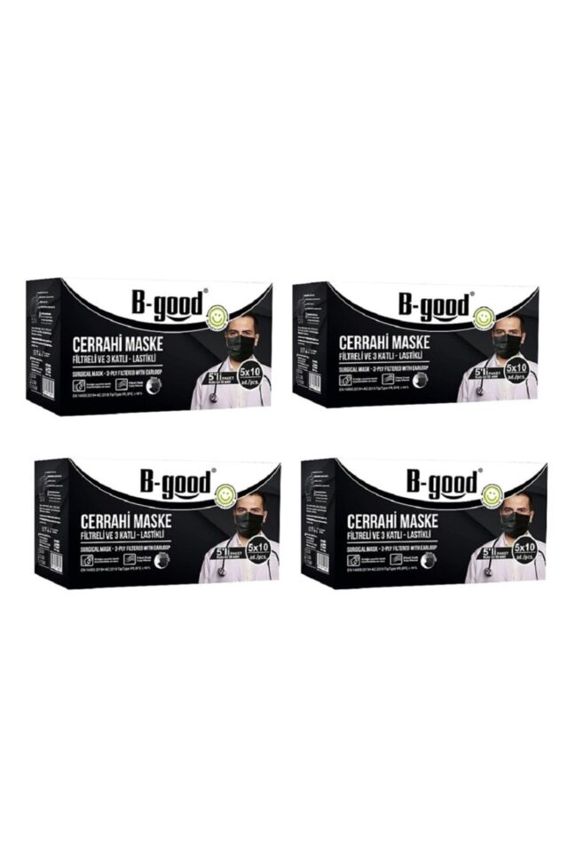 Siyah Maske 5 li Paket 4 Kutu   200 Adet