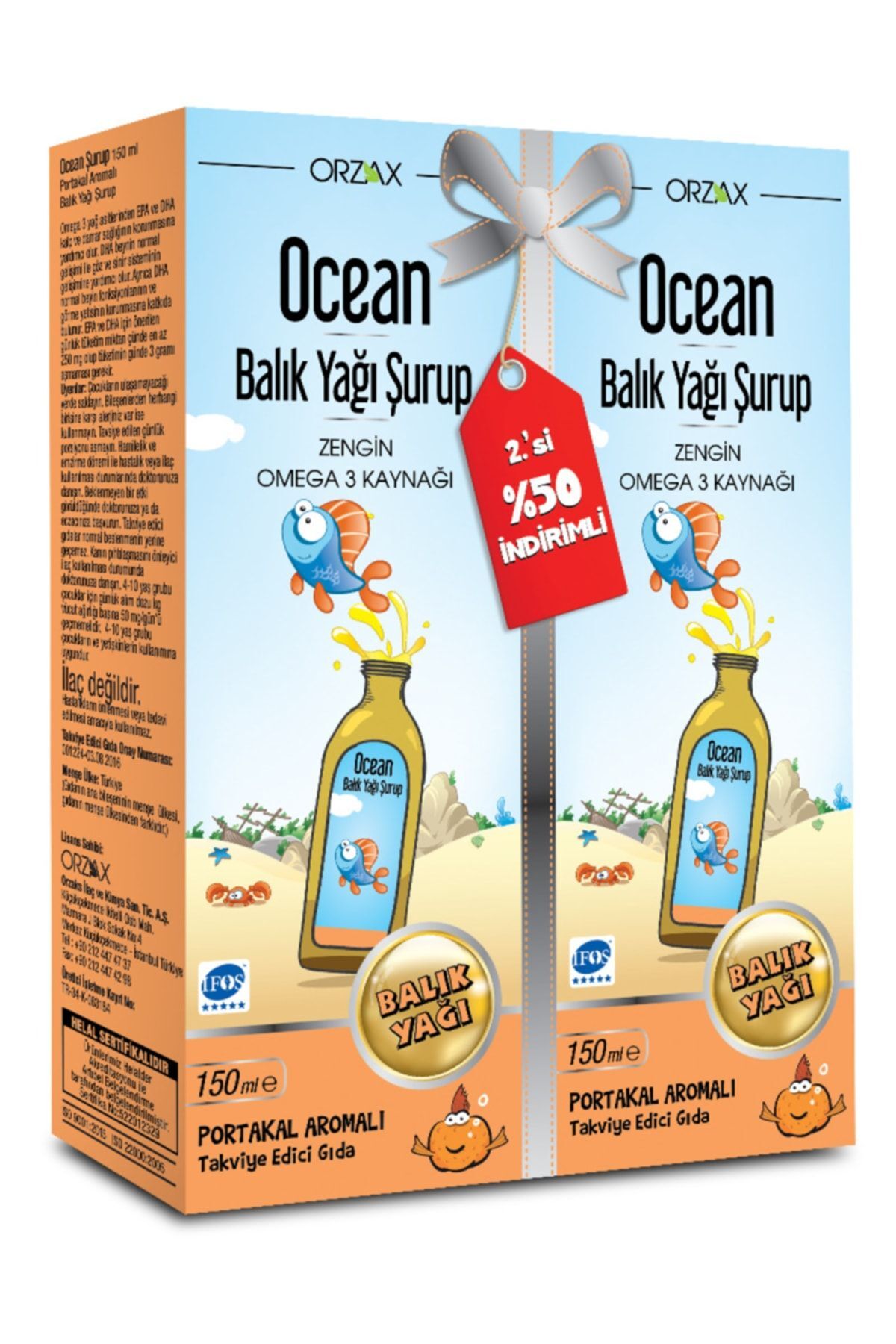 Balık Yağı Şurup Portakal 150ml 150ml 2.si %50