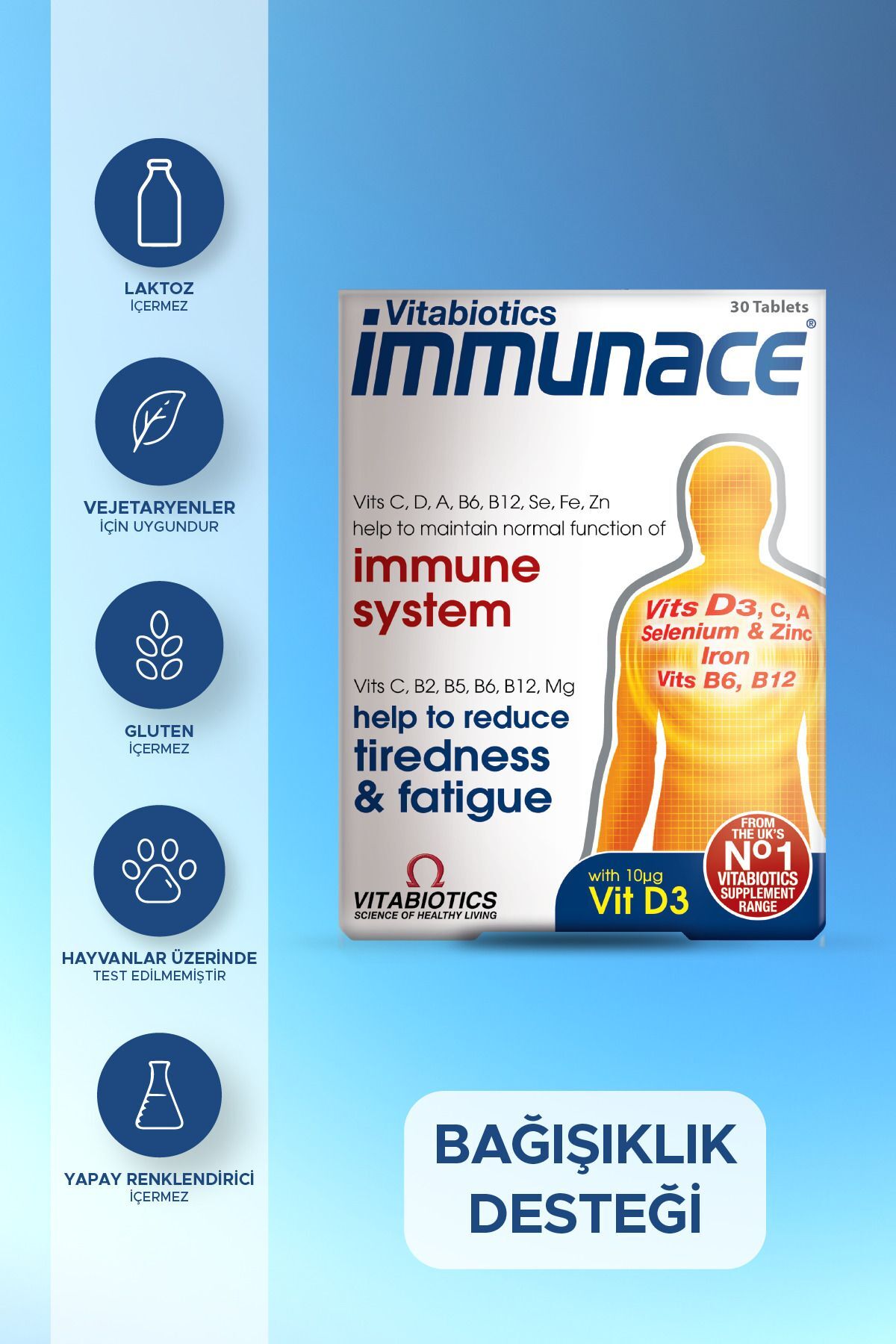Demir, Çinko,Selenyum, Magnezyum, D Vitamini İçeren Bağışıklık Destek Vitamini 30 Tablet