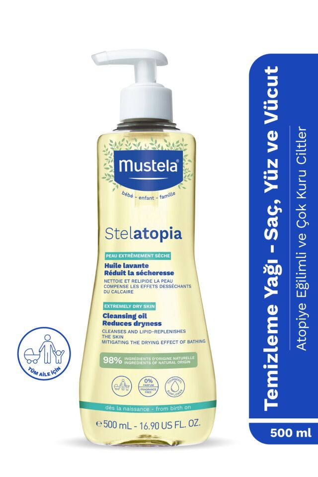 %98 Doğal Içerikli Stelatopia Çok Kuru Ve Atopik Ciltler Nemlendirici Temizleme Duş Yağı 500ml