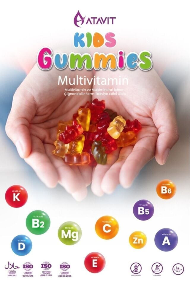 Omega 3, D3 K2 , Magnezyum Multivitamin Süper 3 lü Gummıes Kıds