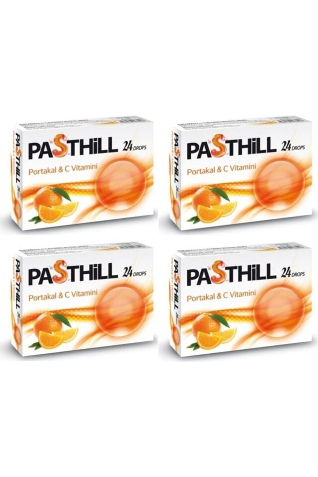 Pasthill Portakal 4'lü Paket X 24 Adet Boğaz Pastili