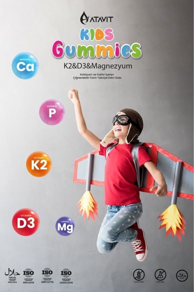 D3 K2 Magnezyum Kalsiyum Fosfor Gummıes Kids