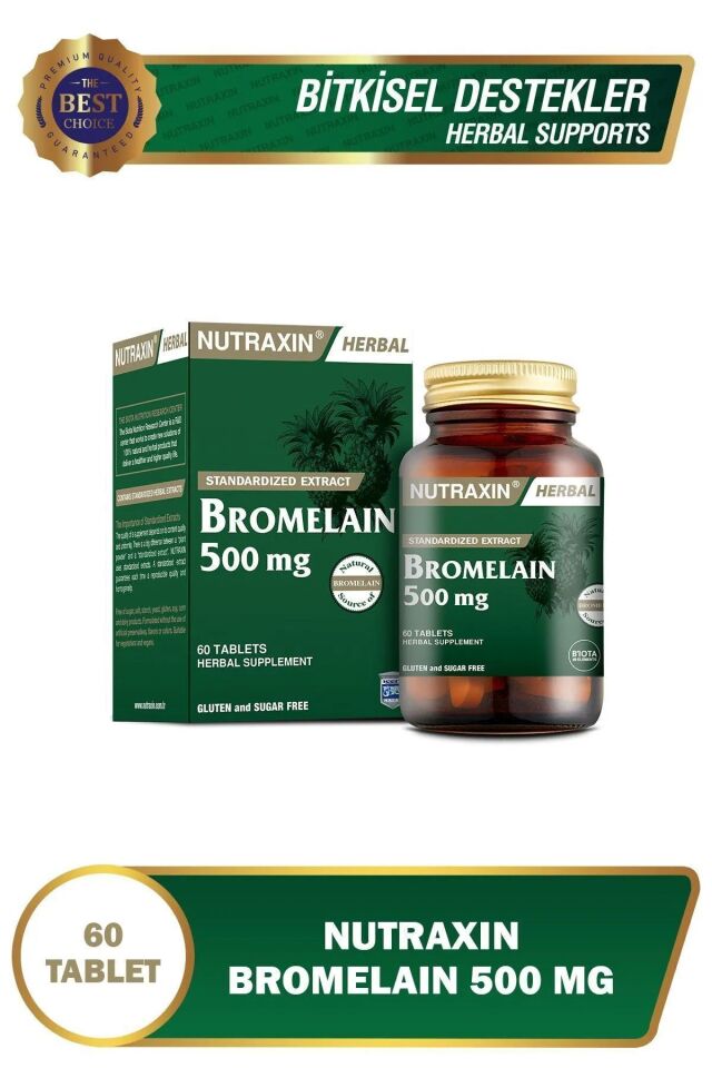 B1, B2, B3, B5, B6, B12 Içeren B Vitamin Complex 60 Tablet + Bromelain Ananas 60 Kapsül