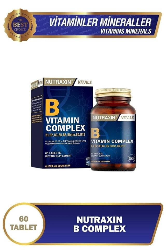 B1, B2, B3, B5, B6, B12 Içeren B Vitamin Complex 60 Tablet + Bromelain Ananas 60 Kapsül