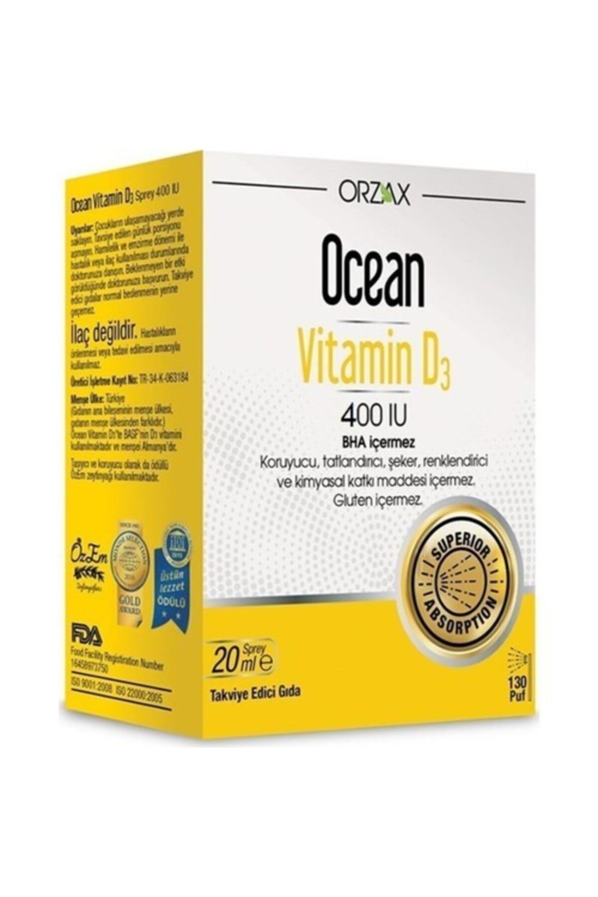 Ocean Vitamin D3 Sprey 20ml 400'lü