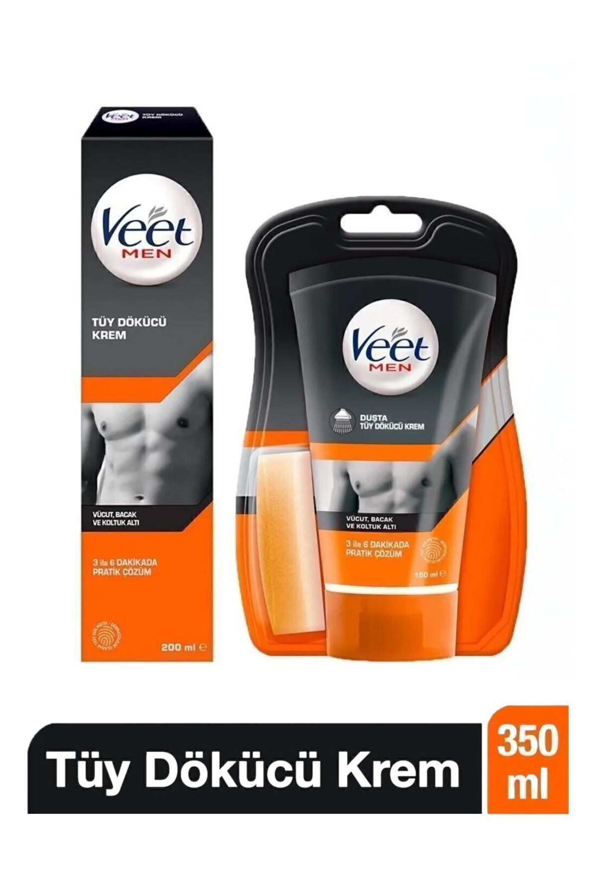 Men Erkeklere Özel Tüy Dökücü Krem Normal Ciltler 200ml + Duşta Tüy Dökücü Krem Normal Ciltler 150ml