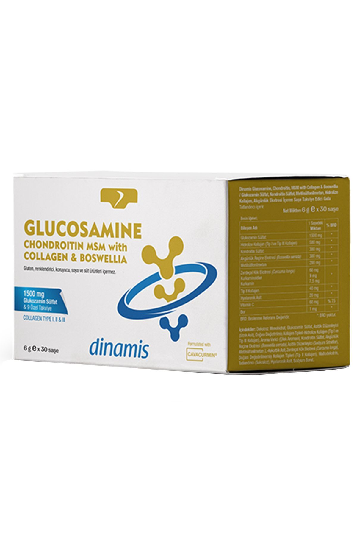 Dinamis Glucosamine Chondroitin Msm With Collagen & Boswellia 6 gr X 30 Şase