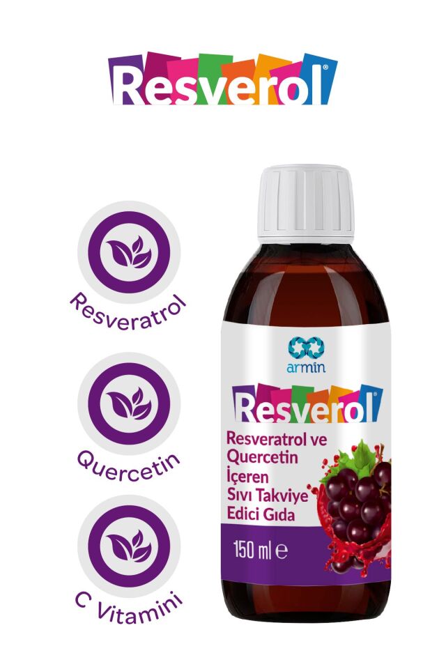 Resveratrol, Quercetin Ve C Vitamini Içeren Sıvı Takviye Edici Gıda 150 ml