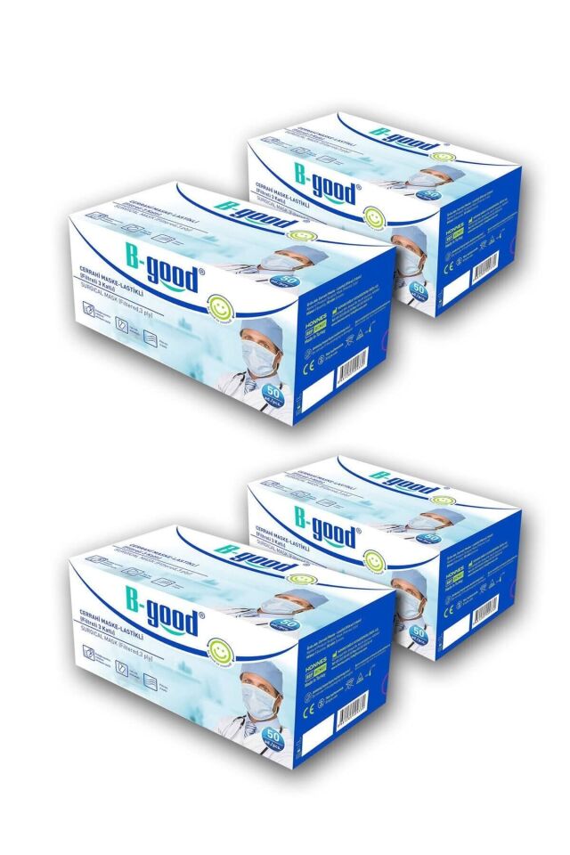 3 Katlı Cerrahi Maske Tekli Paketlenmiş 50'li (ÜTS KAYITLI) 4 Kutu