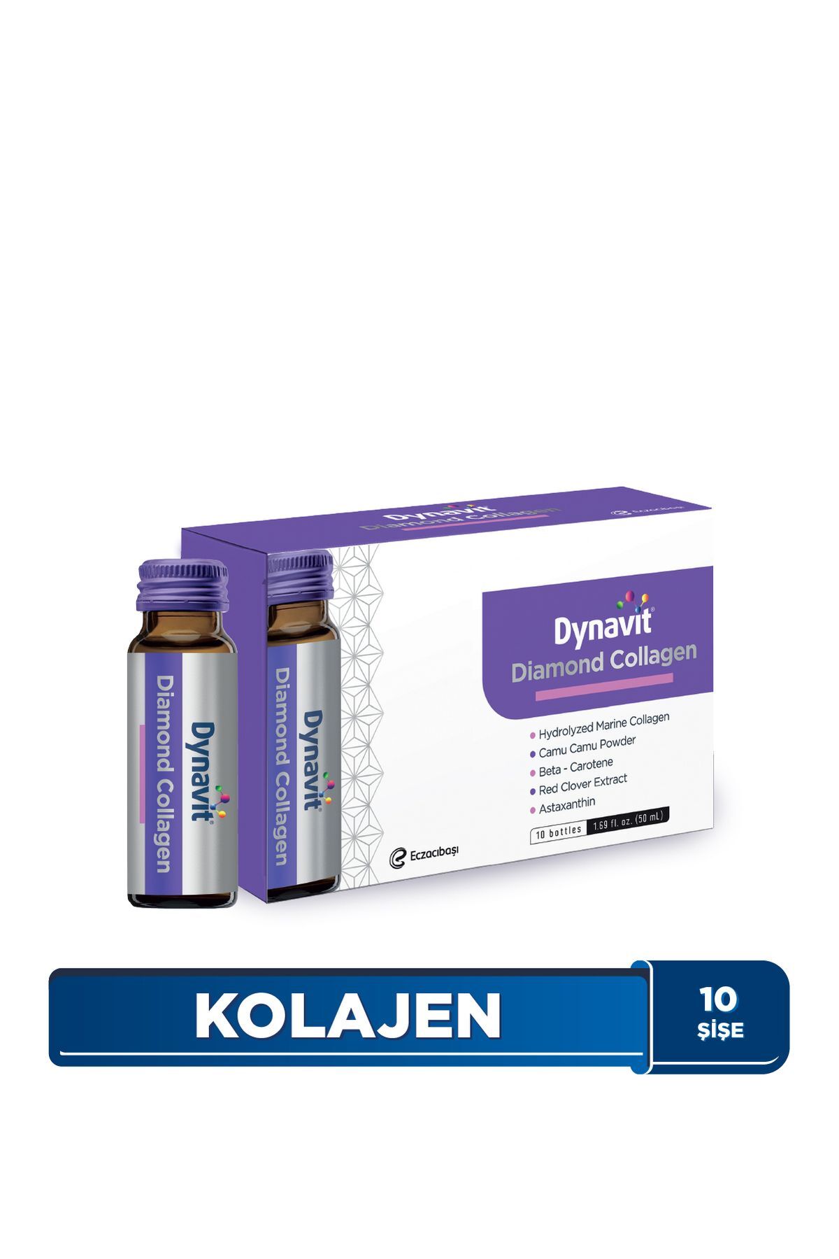 Diamond Collagen 10'lu Şişe - Hidrolize Peptit Tip 1 Balık Kolajeni, Kamu Kamu Tozu, Beta Karoten