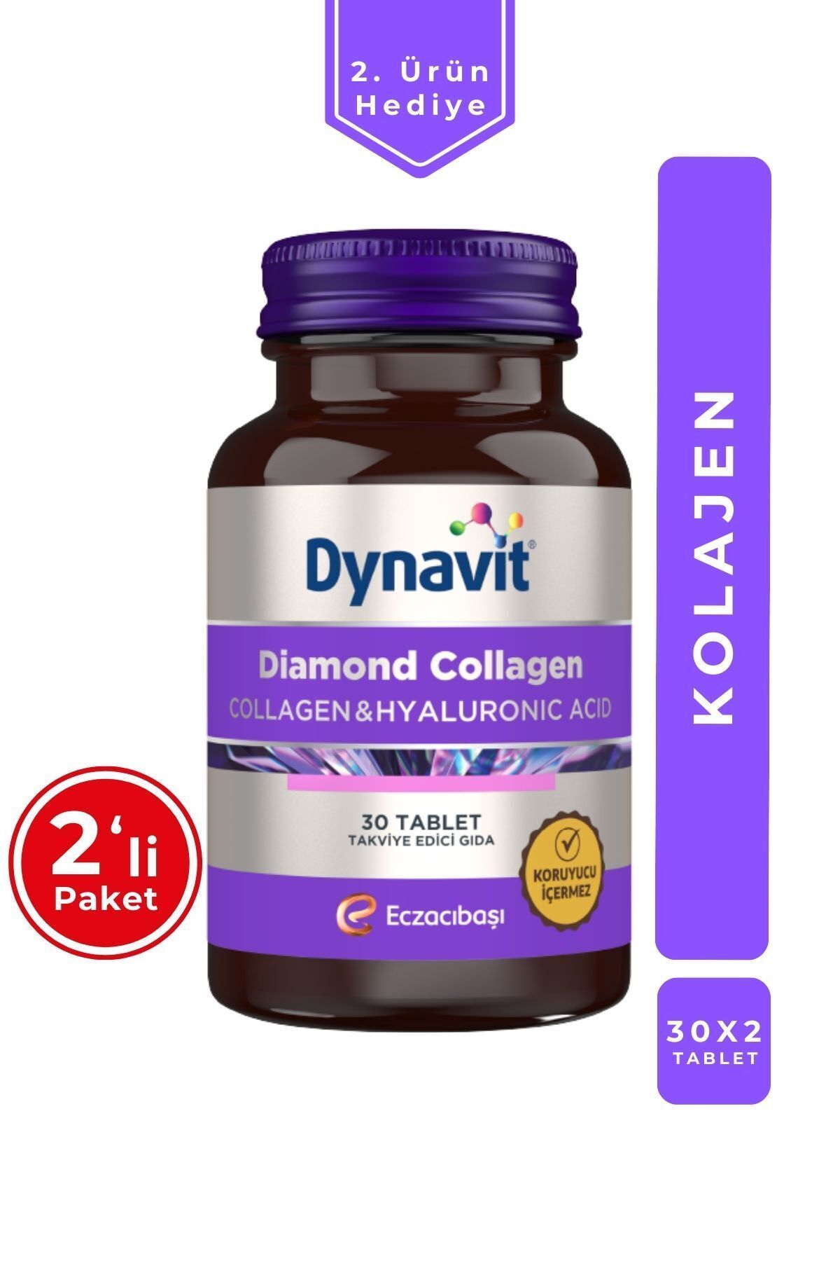 Diamond Collagen & Hyaluronic Acid 30 Tablet - 2'li Avantaj Paketi - Tip 1 Balık Kolajeni