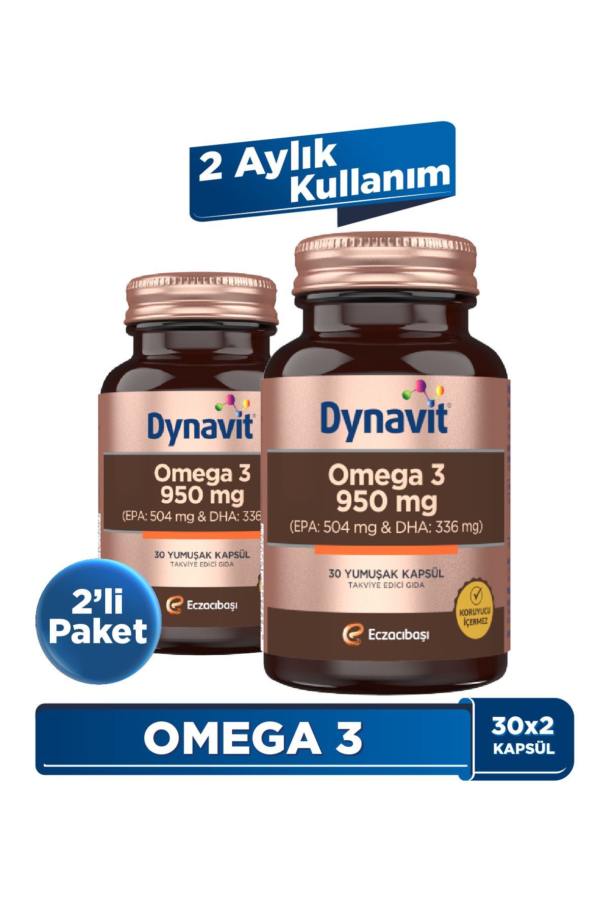 Omega 3 950 Mg Yumuşak Kapsül 30 Lu X 2 Adet