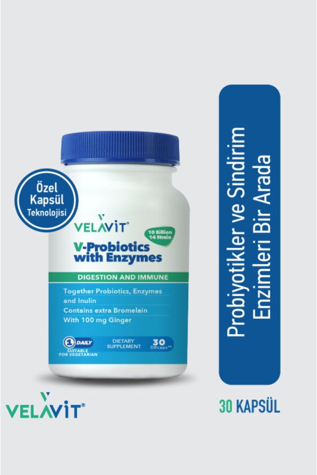 V-Probiotics with Enzymes Takviye Edici Gıda 30 Kapsül
