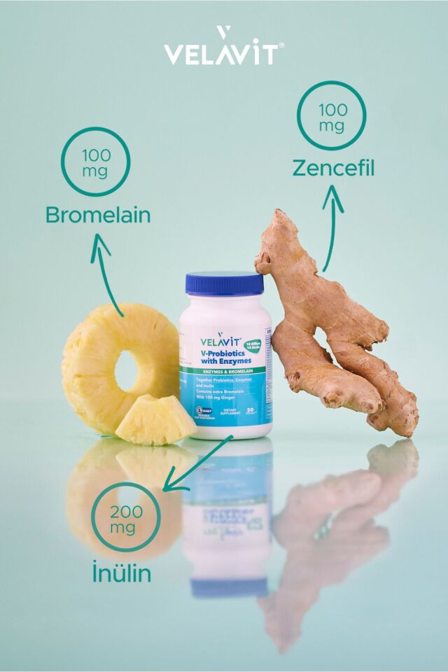 V-Probiotics with Enzymes Takviye Edici Gıda 30 Kapsül