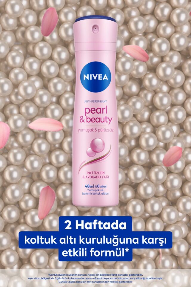 Kadın Sprey Deodorant Pearl&Beauty 150ml, Ter Kokusuna Karşı 48 Saat Etkili, X2 Adet