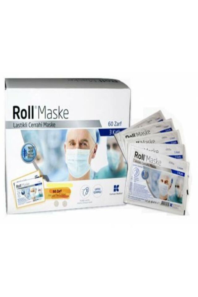Maske 5'li Paket Cerrahi 3 Katlı Lastikli Maske 60 Paket - 300 Adet Üretim:11.2020