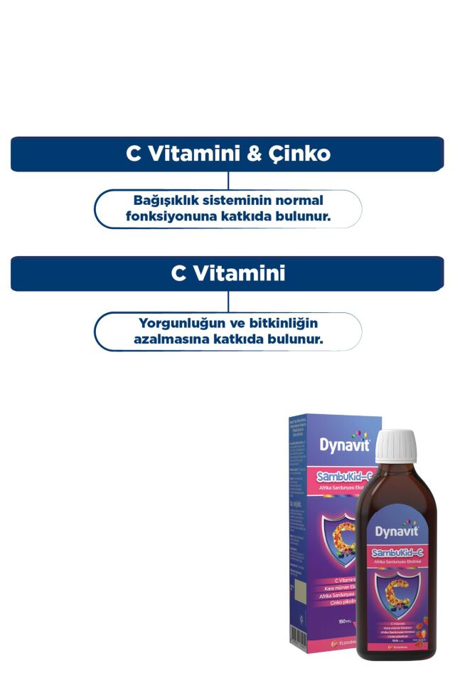 Sambukid-C Şurup 150 mL - Kara Mürver Ekstresi, C Vitamini, Çinko, Afrika Sardunyası Ekstresi