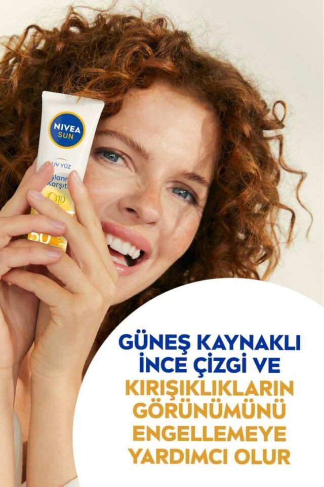SUN SPF50 Q10 Yaşlanma ve Kırışıklık Karşıtı Nemlendirici Yüz Kremi 50ml, Güneş Koruyucu, UVA UVB