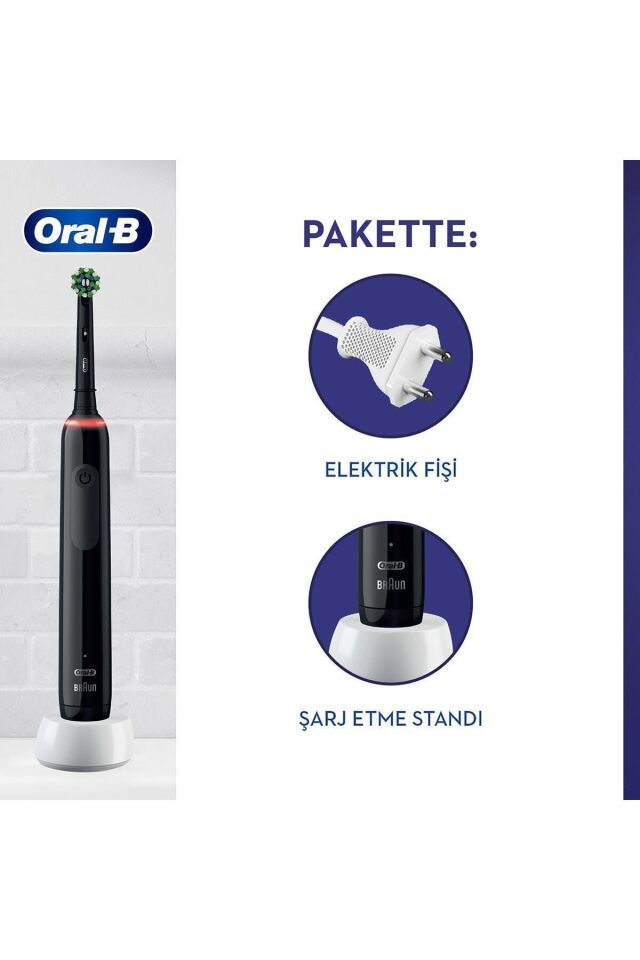 Pro 3500 Şarj Edilebilir Diş Fırçası Siyah + Başlık