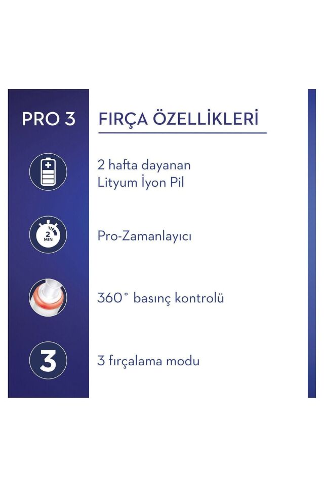 Pro 3500 Şarj Edilebilir Diş Fırçası Siyah + Başlık